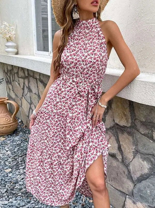 Women's Sling Midi Dress Slim Halter Dress - www.Shopthatapp.com