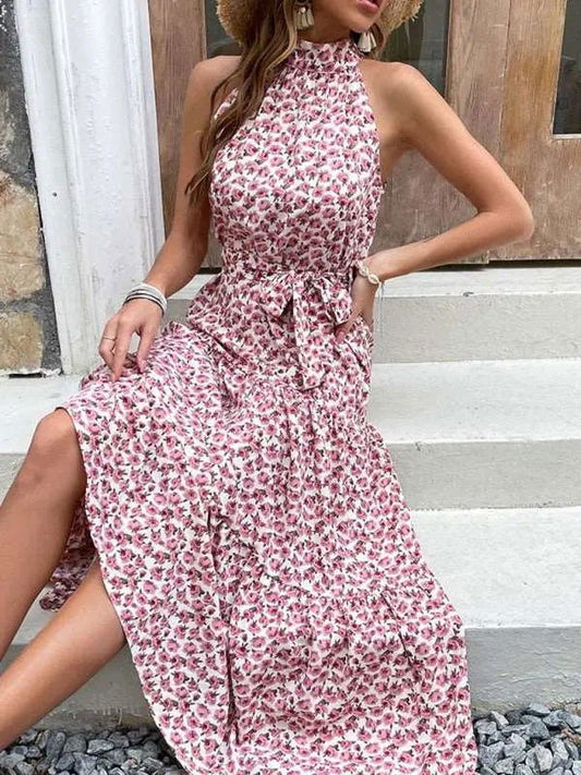 Women's Sling Midi Dress Slim Halter Dress - www.Shopthatapp.com