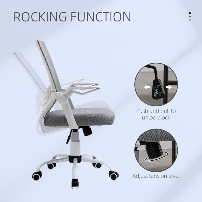 Office Chair, Gaming chair Ergonomic Desk Chair with Flip-up Arm and Lumbar Back Support for Home, Grey - www.Shopthatapp.com