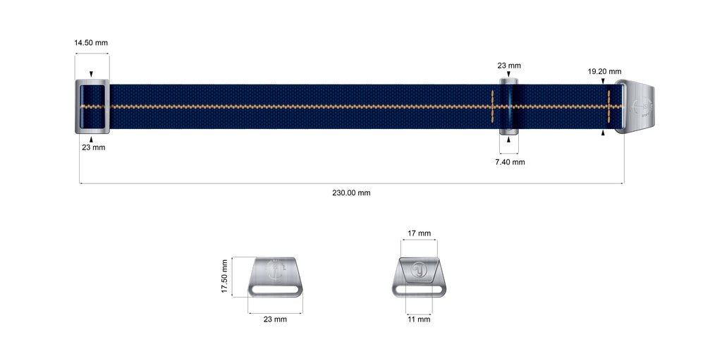 YEMA Marine Nationale Parachute Watch Band Blue 19mm | SYMN39-G-SS - www.Shopthatapp.com