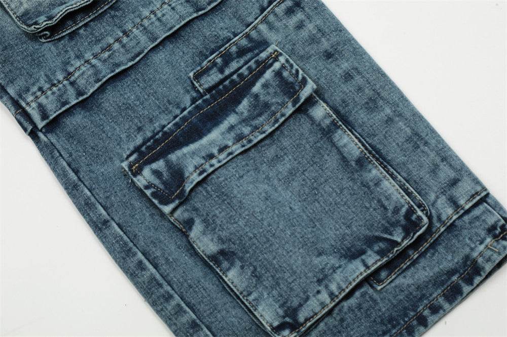 Functional Multi-pocket Tactical Tooling Denim Trousers Men Jeans - www.Shopthatapp.com