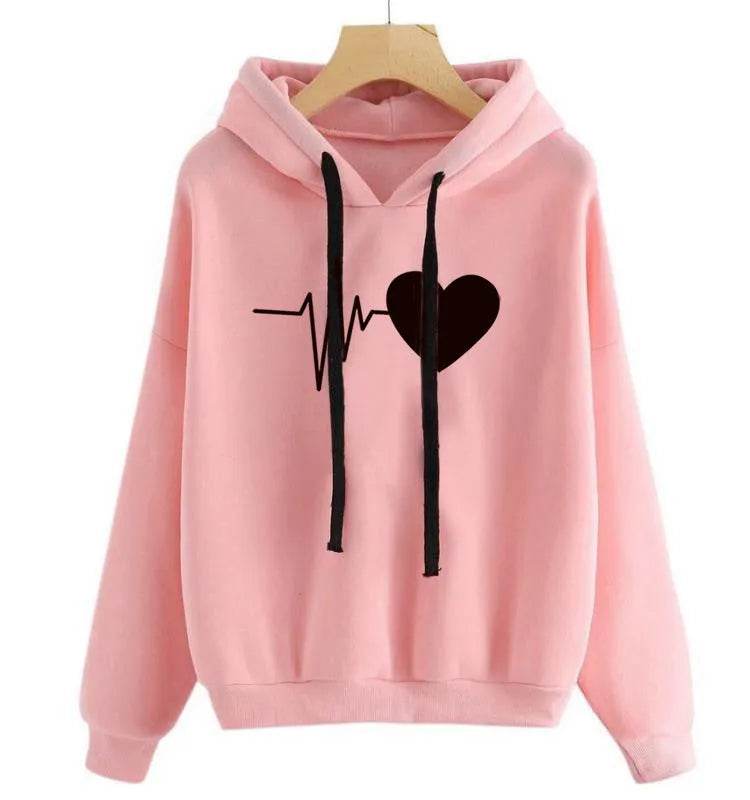 Unisex Heart Print Streetwear Hoodies sweatshirt Pullover Long Sleeve Clothes - www.Shopthatapp.com