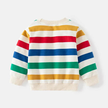 Unisex Colorful Striped Long-sleeved Sweater for Kids Pullover for Kids - www.Shopthatapp.com
