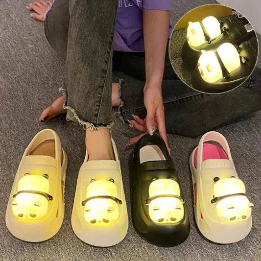 2025 Cute Slipper With Panda Lamp Summer Croc Sandals Femme Light Funny Woman Casual Home Slippers Shoes - www.Shopthatapp.com