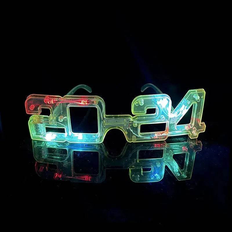 LED Glowing New Year Glasses 2024 Glitter Glasses For Party Evening Decoration - www.Shopthatapp.com