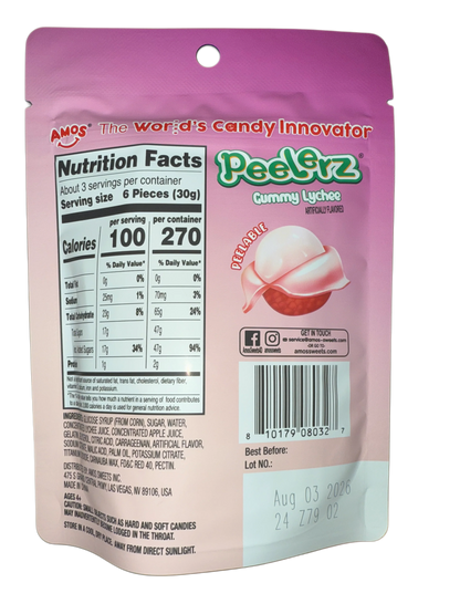 Amos Peelerz Gummy Lychee 85G - U.S Edition - www.Shopthatapp.com