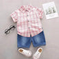 Children's Striped Shirt Denim Shorts Two-piece Set - www.Shopthatapp.com
