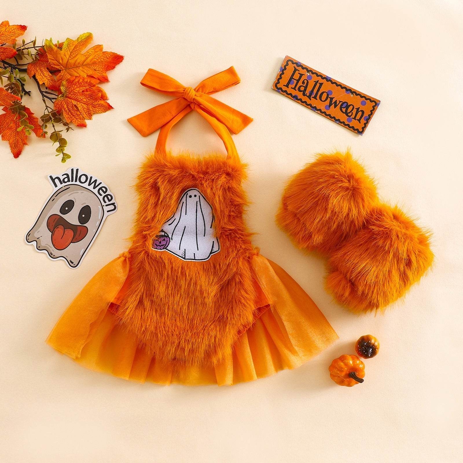 Halloween Children's Clothing Plush Girls' Cute Crawling Suit Two-piece Set - www.Shopthatapp.com