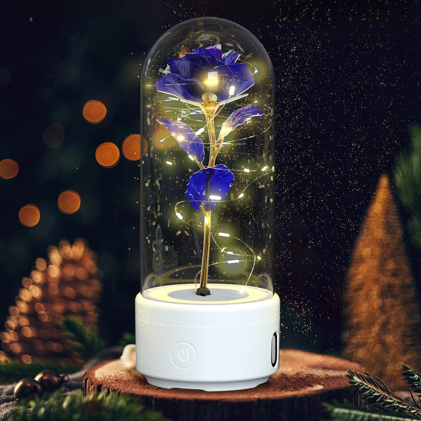 Creative 2 In 1 Rose Flowers LED Light And Bluetooth-compatible Speaker Valentine's Day Gift Rose Luminous Night Light Ornament In Glass Cover - www.Shopthatapp.com