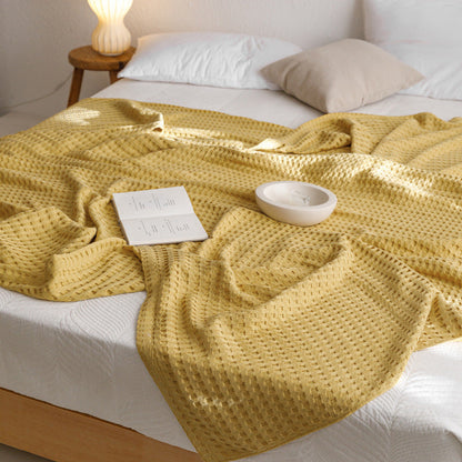 Waffle Cotton Yarn Air Conditioner Summer Cooling Duvet Solid Color Dormitory Comforter - www.Shopthatapp.com