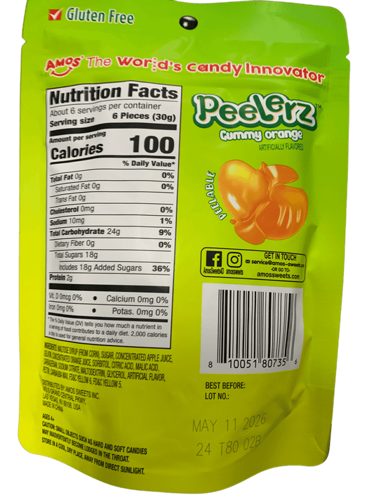 Amos Peelerz Orange Gummies 170G - U.S Edition - www.Shopthatapp.com