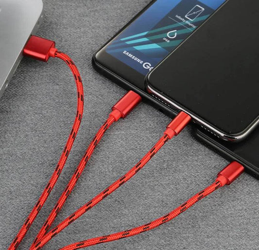 Three-in-one Mobile Phone Charging Cable - www.Shopthatapp.com