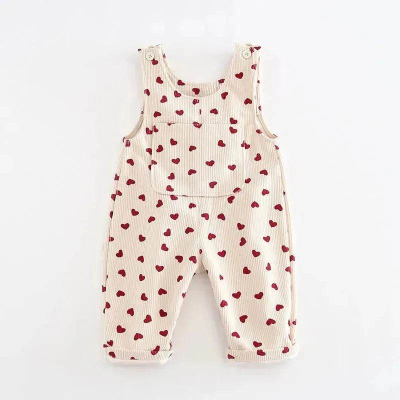 Fashion Girls Heart Printing Corduroy Overalls Baby girl Romper Jumpsuit - www.Shopthatapp.com