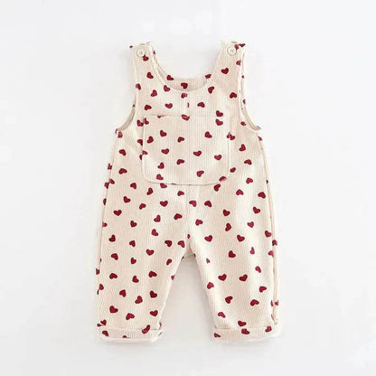 Fashion Girls Heart Printing Corduroy Overalls Baby girl Romper Jumpsuit - www.Shopthatapp.com