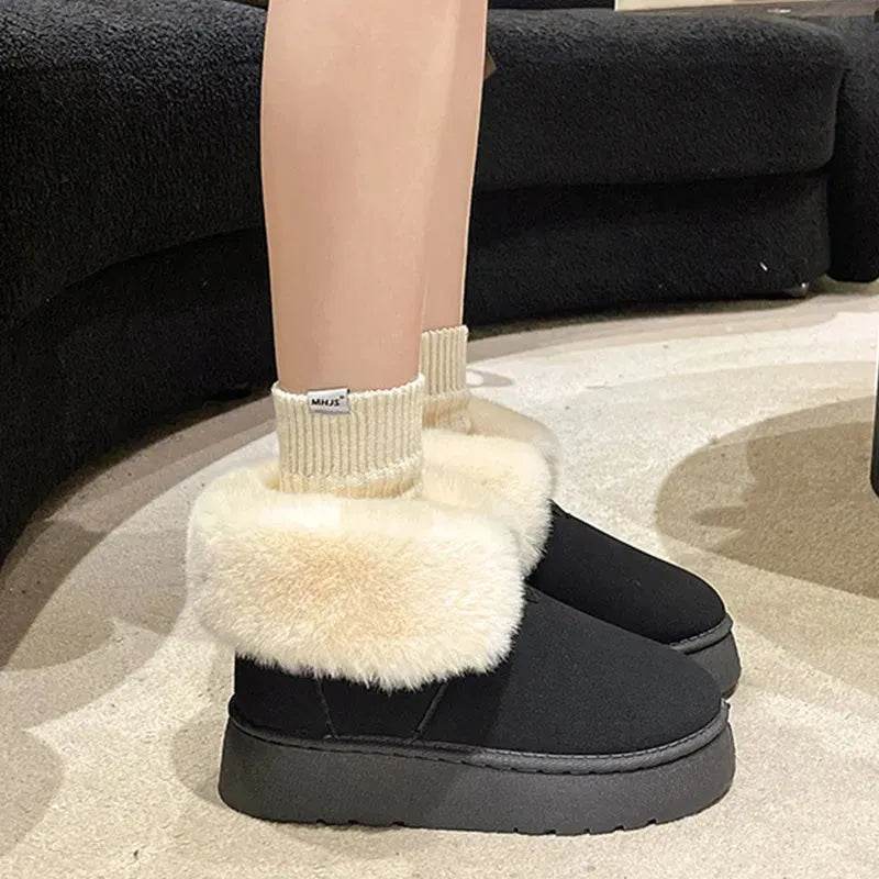 Winter Warm Snow Boots New Fashion Foldable Fleece Cotton Shoes For Women Plus Velvet And Thickened Plush Ankle Boots - www.Shopthatapp.com