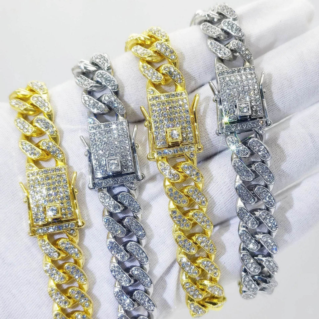 Flat Cuban Link Chain Diamond Bracelet - www.Shopthatapp.com