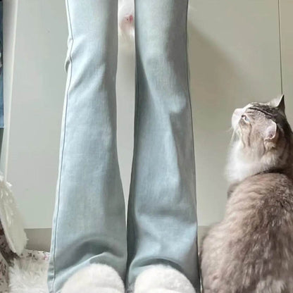 Women's Light-colored High Waist Bootcut Jeans - www.Shopthatapp.com