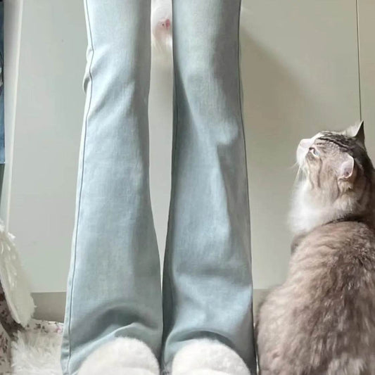 Women's Light-colored High Waist Bootcut Jeans - www.Shopthatapp.com