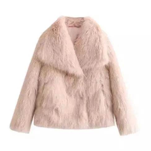 Winter Plush Open front Coat Thick lapel Outwear Faux Fur Coat women - www.Shopthatapp.com