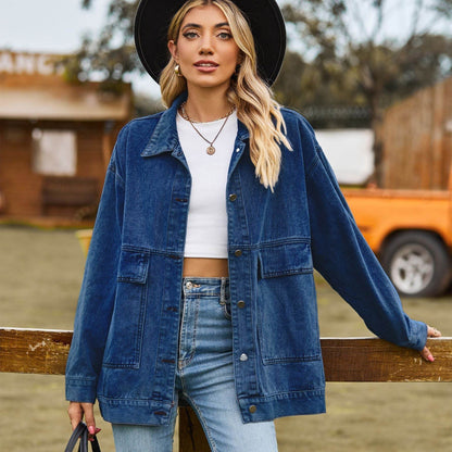 Casual Jean Jacket – Street Fashion Loose Fit Denim - www.Shopthatapp.com