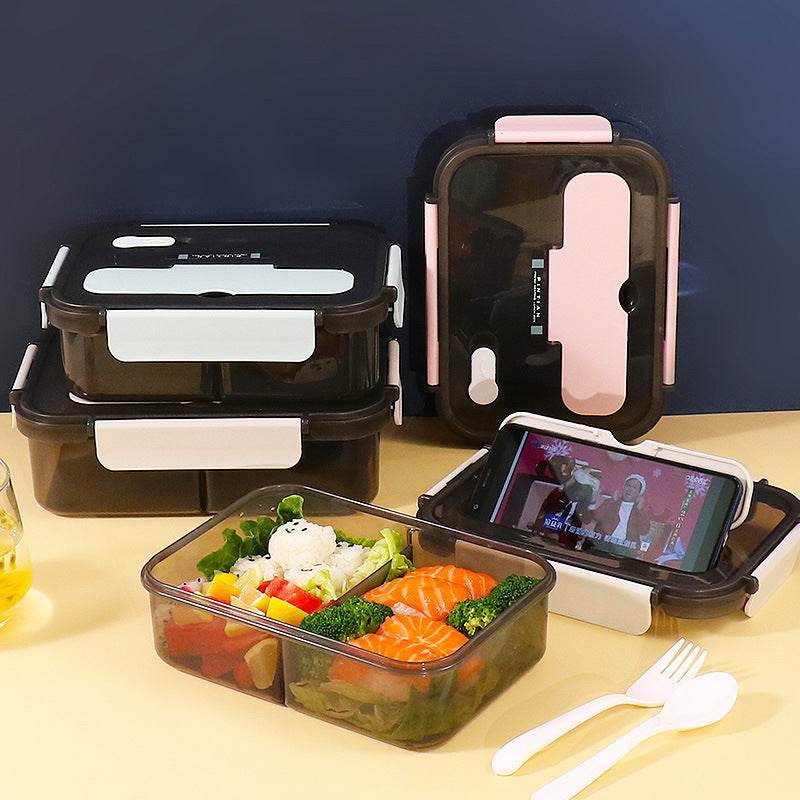 Portable Kids Bento Plastic Lunch Box with Cutleries - www.Shopthatapp.com