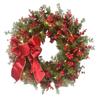 Artifical Cherry Pattern Wreaths Christmas Wreath Red Door Wreath Wall Hanging Garland Ornaments Rattan Circle Wall Decoration - www.Shopthatapp.com