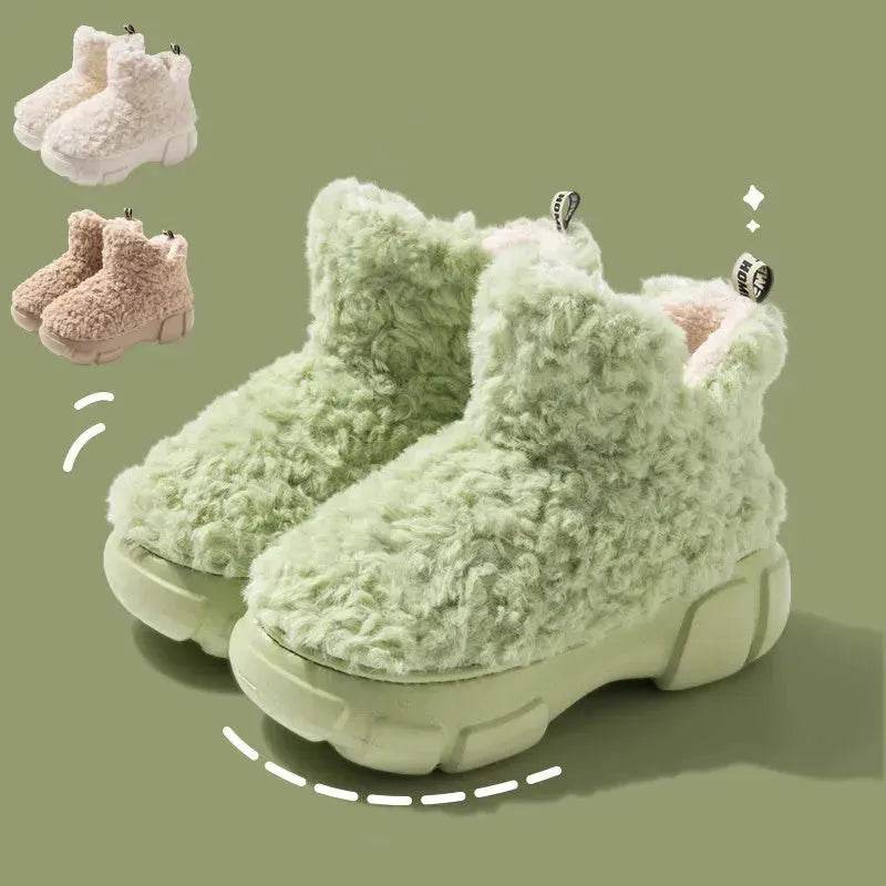 Winter Cashmere Snown Boots With 6cm Platform Warm Plus Velvet High-top Fleece Cotton Shoes Women Outdoor Indoor House Plush Shoes - www.Shopthatapp.com