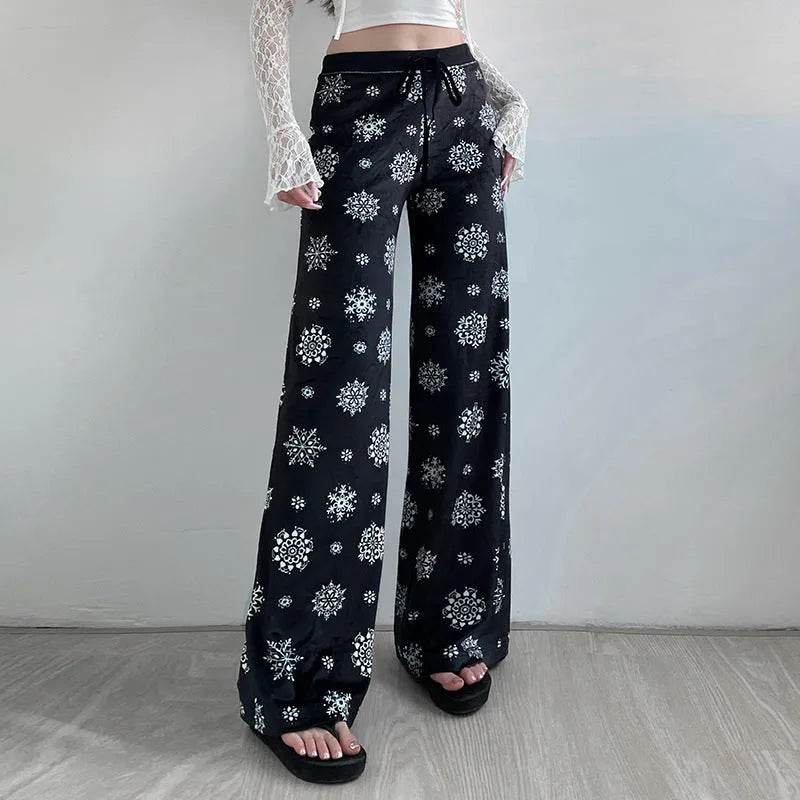 Snowflake Casual Straight Leg  trouser Pants For Women - www.Shopthatapp.com