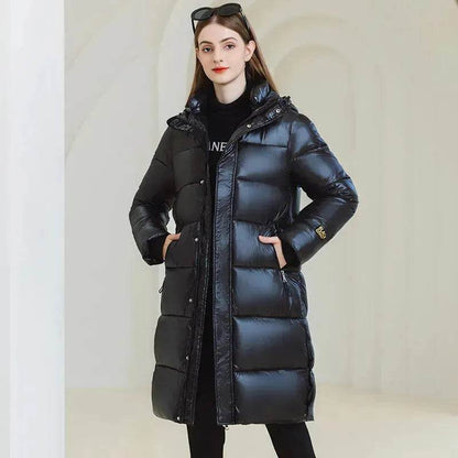 Winter Warm Hooded Coat With Pockets Fashion Simple Long Cotton Jacket Solid Color Outwear Women's Clothing - www.Shopthatapp.com