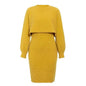 Women 2pcs Winter Outfit Cashmere dress Cropped Pullover top - www.Shopthatapp.com