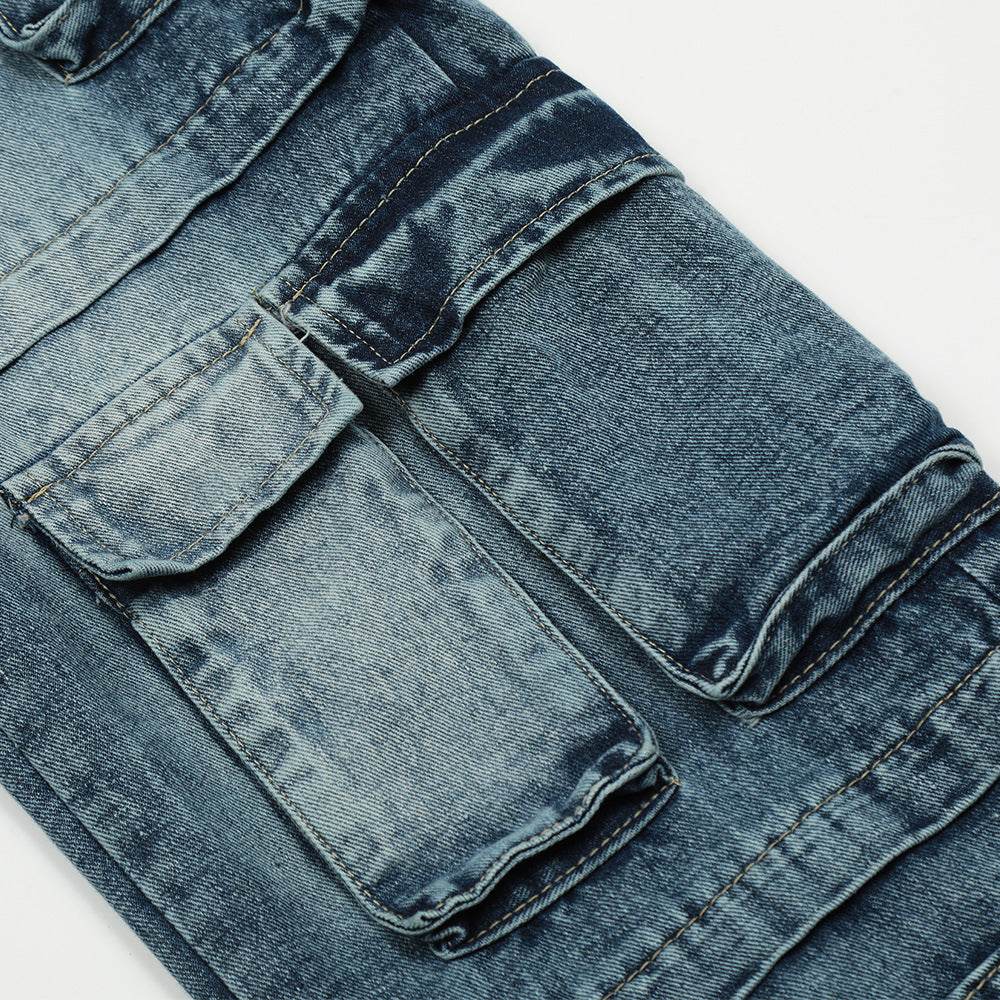 Functional Multi-pocket Tactical Tooling Denim Trousers Men Jeans - www.Shopthatapp.com