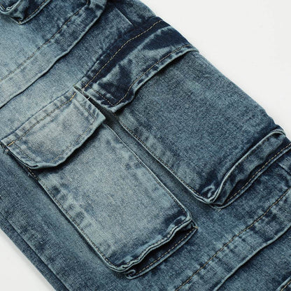 Functional Multi-pocket Tactical Tooling Denim Trousers Men Jeans - www.Shopthatapp.com