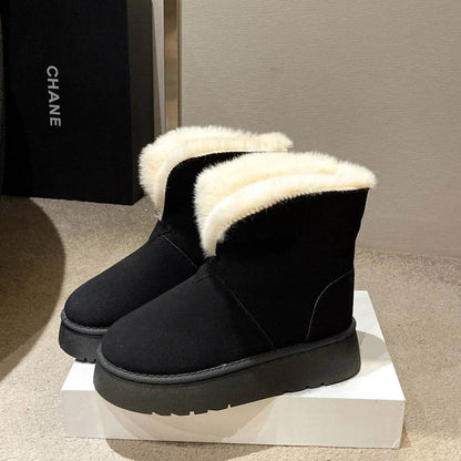 Winter Warm Snow Boots New Fashion Foldable Fleece Cotton Shoes For Women Plus Velvet And Thickened Plush Ankle Boots - www.Shopthatapp.com