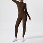 Athleisure Bodycon Long Sleeve Turtleneck Zip up Hip Raise Workout Yoga Jumpsuit Activewear for Women - www.Shopthatapp.com