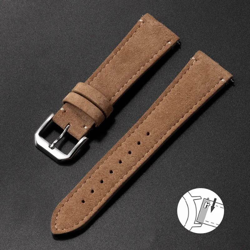 Suede Leather Strap Quick Release Watch Band - www.Shopthatapp.com