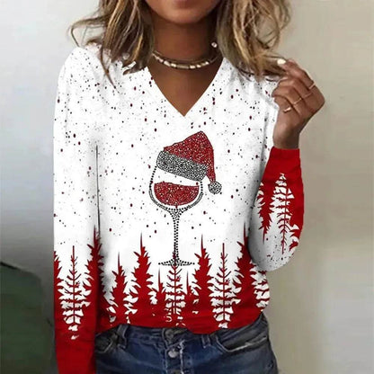 Women's V-neck Long Sleeved T-shirt - www.Shopthatapp.com