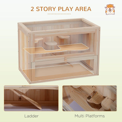 2- Tier Wooden Crafted Hamster Rodent Habitat Cage - www.Shopthatapp.com