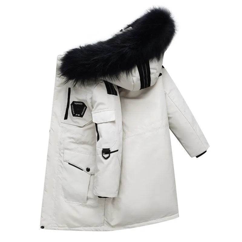 Children's Down Jacket Windproof Thick Fur Collar Winter Coat Jacket - www.Shopthatapp.com