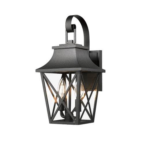 Black Outdoor Wall Light 2 Lights, Large Outdoor Modern Wall Light Fixtures, Industrial Porch Light Wall Mounted With Glass, Waterproof Farmhouse Exterior Light Lighting - www.Shopthatapp.com