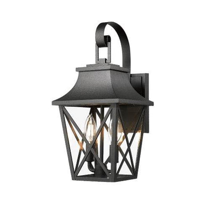 Black Outdoor Wall Light 2 Lights, Large Outdoor Modern Wall Light Fixtures, Industrial Porch Light Wall Mounted With Glass, Waterproof Farmhouse Exterior Light Lighting - www.Shopthatapp.com