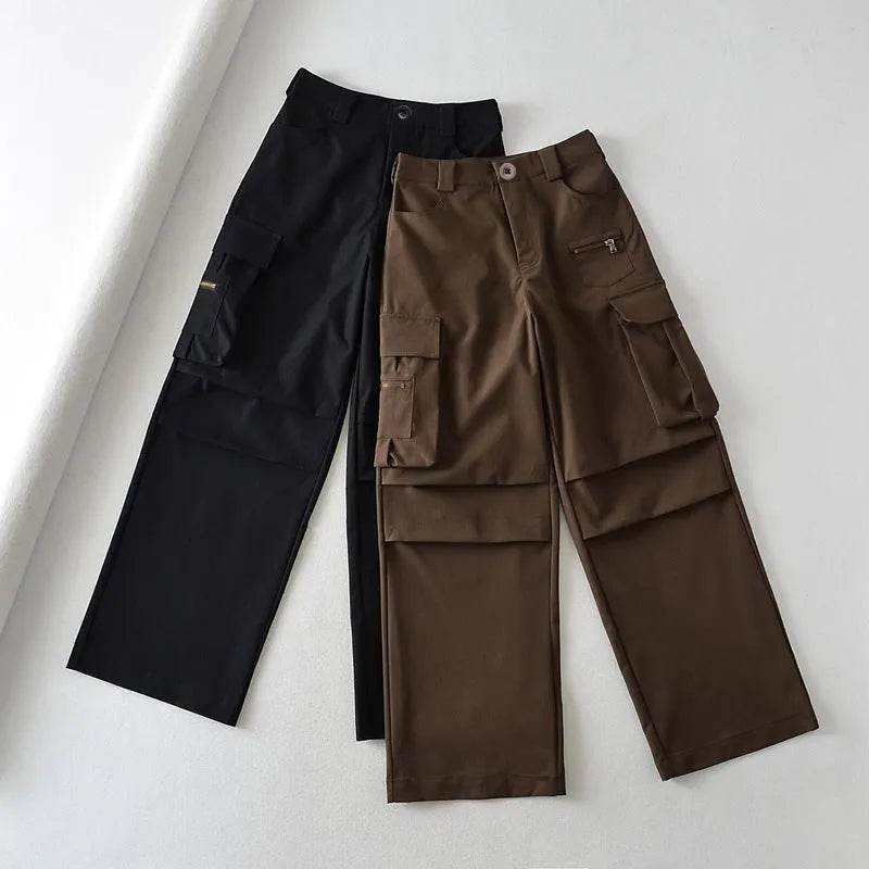 Retro High Waist Multi-pocket Cargo Pants Women - www.Shopthatapp.com