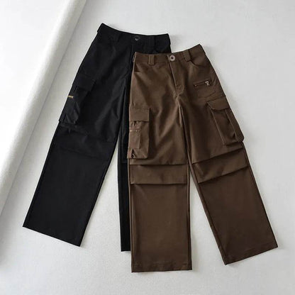Retro High Waist Multi-pocket Cargo Pants Women - www.Shopthatapp.com