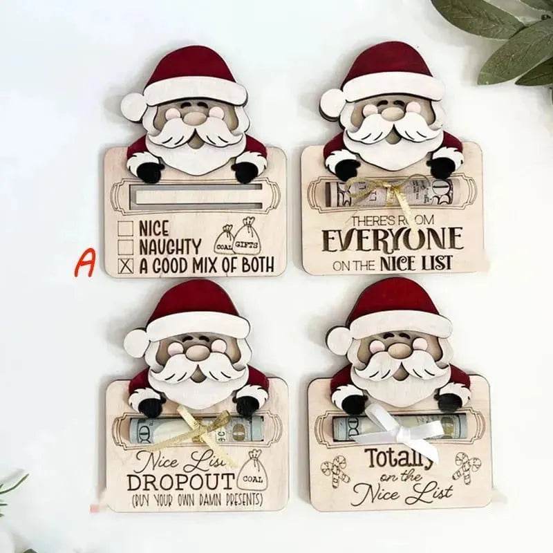 Wooden Cute Santa Claus Cash And Gifts Card Clamp Creative Christmas Decoration Ornaments - www.Shopthatapp.com