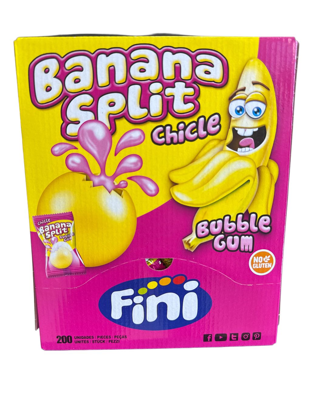 Fini Banana Split Bubble Gum 200 Individually Wrapped Pieces - U.K Edition - www.Shopthatapp.com