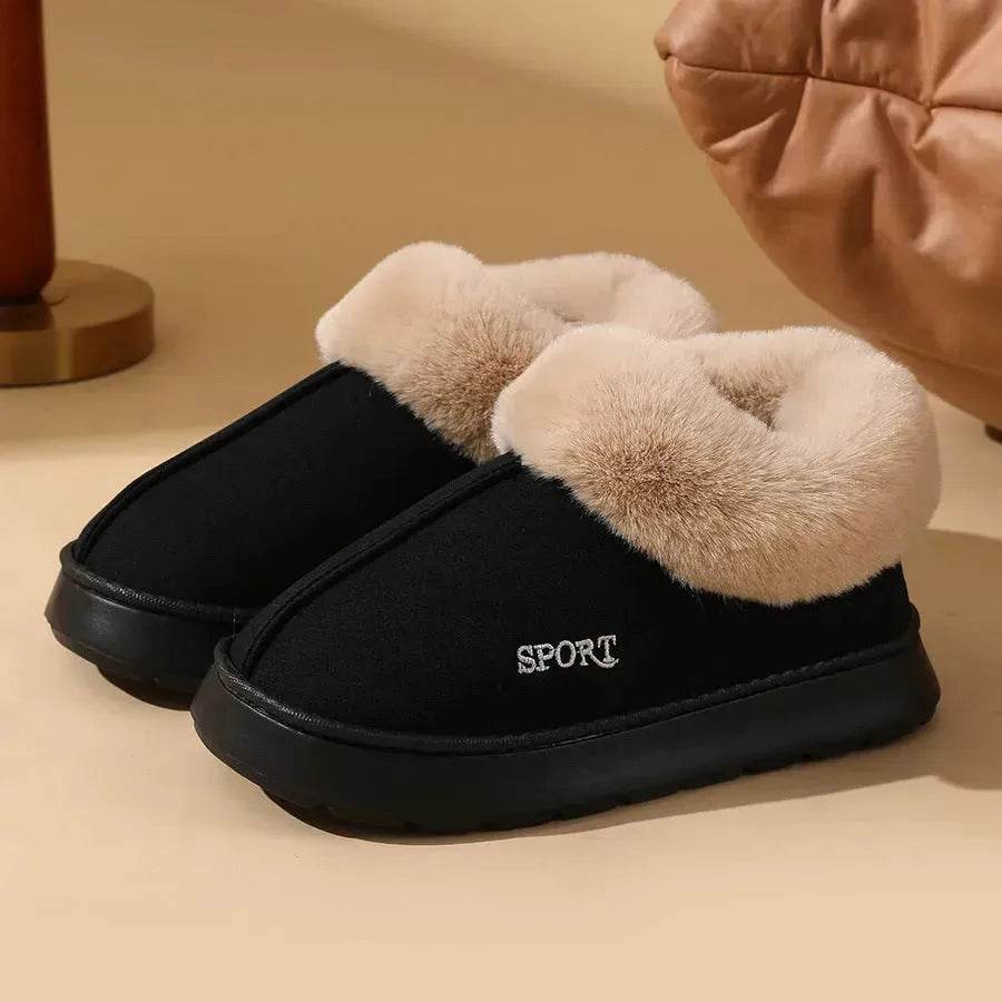 Plush Cotton Shoes For Women Winter Warm Home Slippers Outdoor Snow Boots - www.Shopthatapp.com