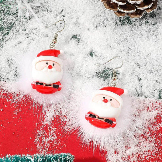 Winter Snowflake Hair Ball Earrings Ins Cute Christmas Elk Santa Claus Stock Element Earrings Women Jewelry - www.Shopthatapp.com