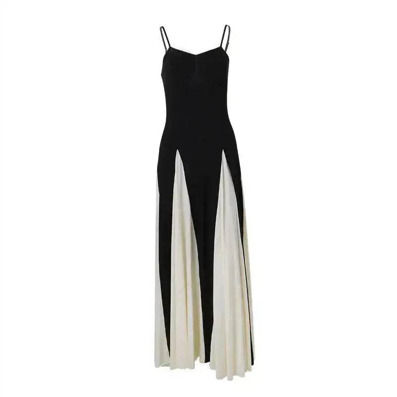 Luxury Women Sleeveless Color Contrast Sling Dress for Wedding Cocktail Evening Party events - www.Shopthatapp.com