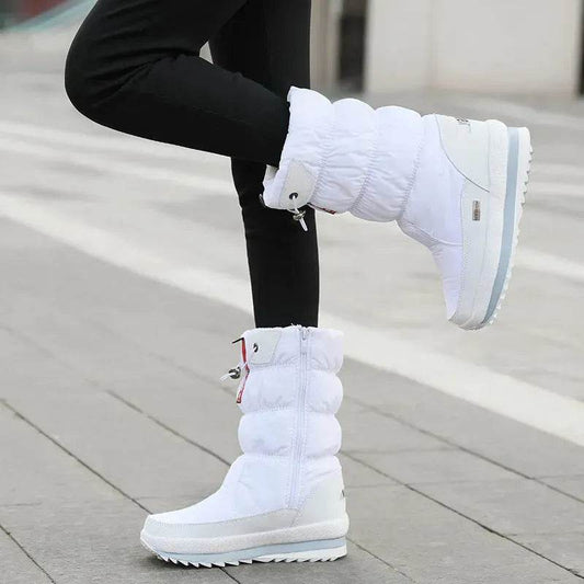 Winter boots New Plus Velvet Thick Cotton Shoes Thermal Middle Tube Waterproof Non-slip Boots - www.Shopthatapp.com