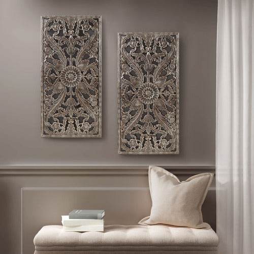 Distressed Carved Wood 2-piece Wall Decor Set - www.Shopthatapp.com