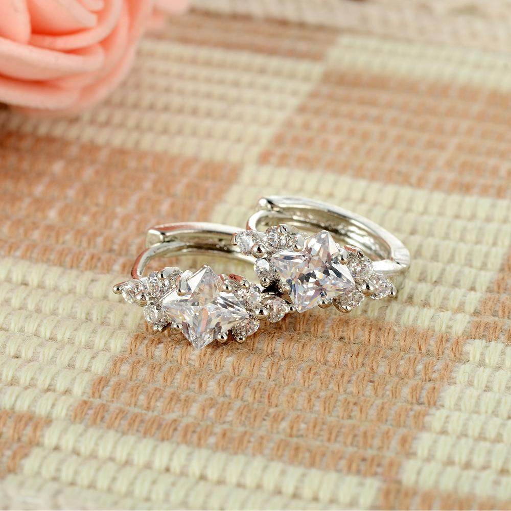 European And American Personalized Square Zircon Earrings - www.Shopthatapp.com